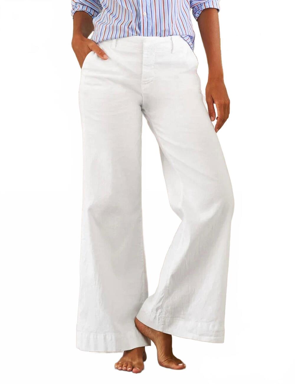 NEW FRANK & EILEEN west village italian wide leg chino pants in white performanc